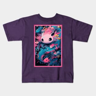 Cute Axolotl Anime Art Design | Cute Animals | Axolotl Hentaii Chibi Kawaii Design Kids T-Shirt